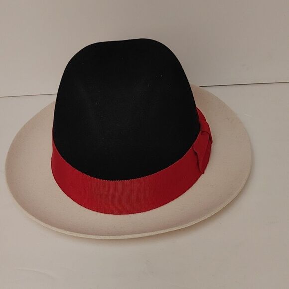 MEN'S MONTIQUE BLACK-WHITE 2 1/4" WIDE BRIM 100% WOOL FELT FEDORA HAT. H… - Picture 7 of 8